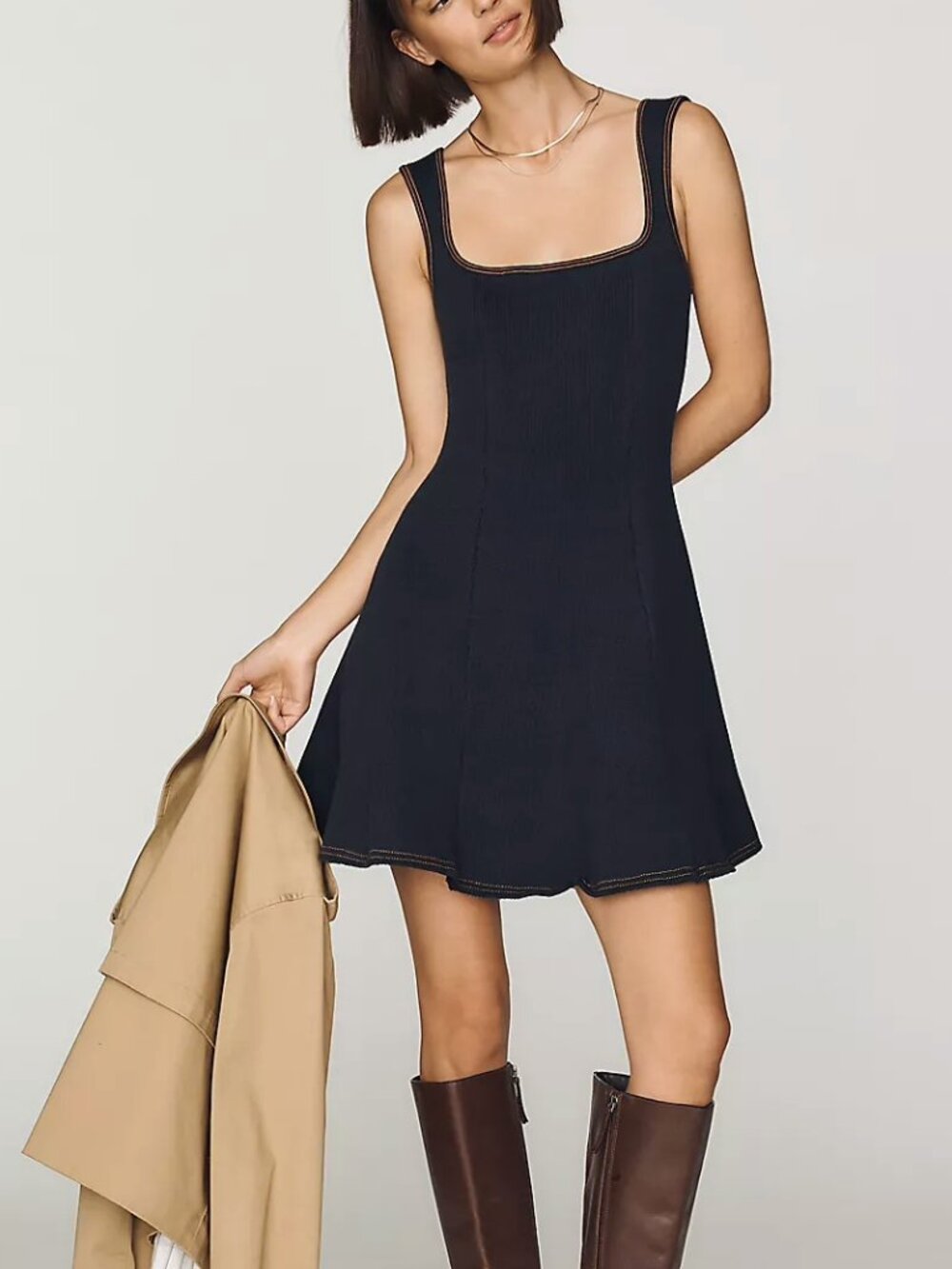 NWT Anthropologie Square-Neck Mini Sweater Dress
